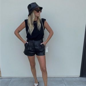 Vegan Leather Trouser Shorts